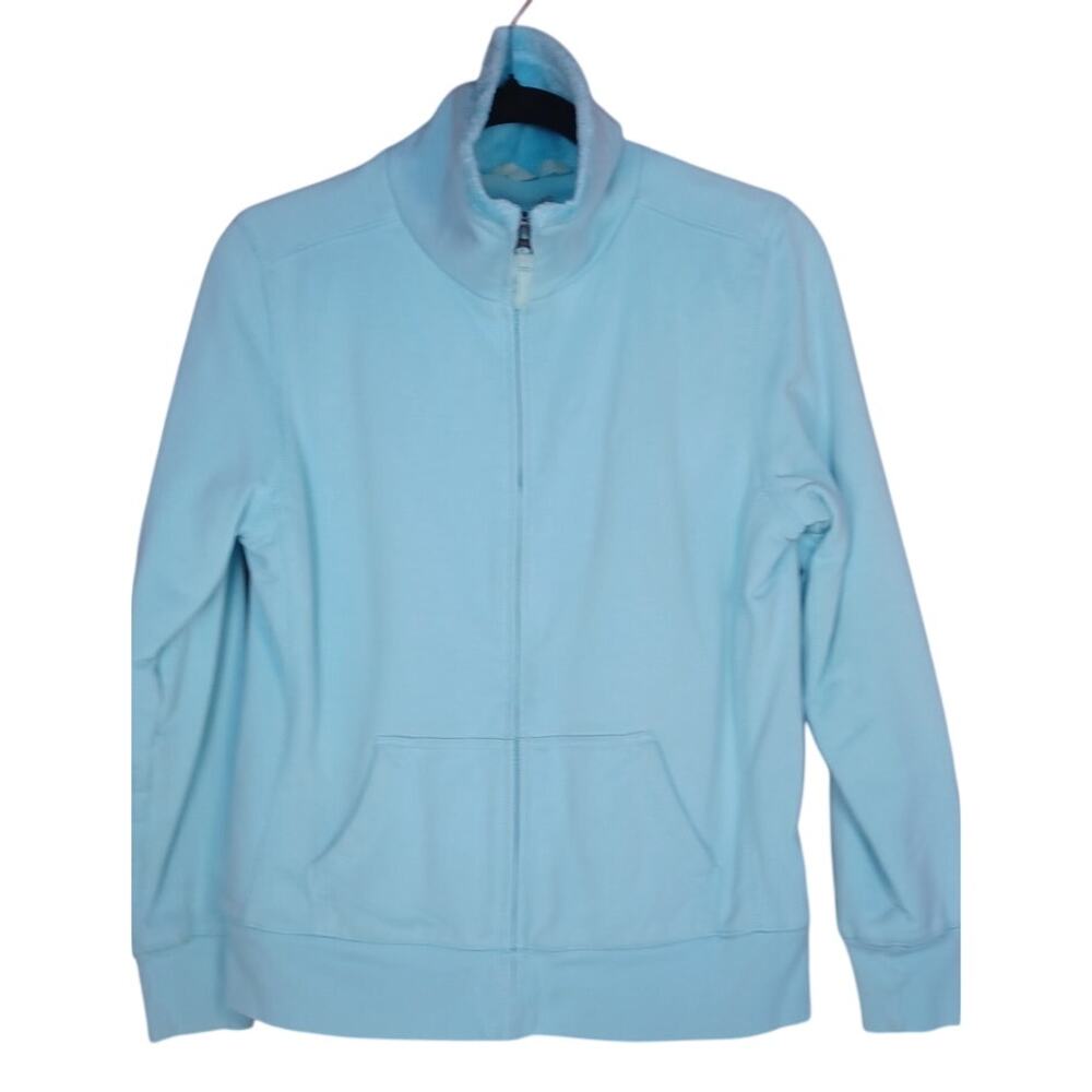 LL Bean Women's Small Aqua Blue Faux Fur/Sherpa Lined Full Zip Jacket Soft Y2K - Picture 3 of 6